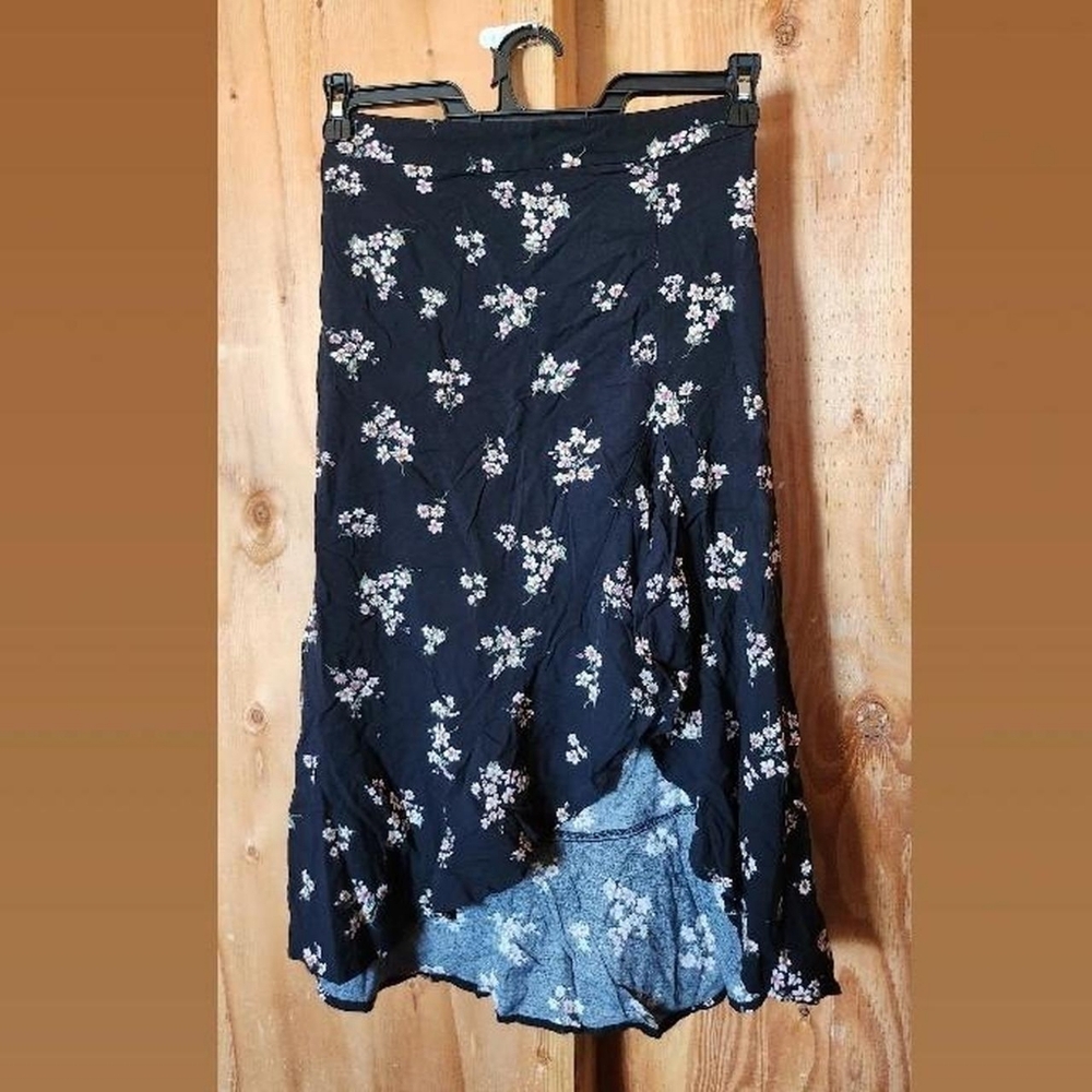 Hippie Rose Black Floral High Low Skirt "BUY1 GET1 FREE"